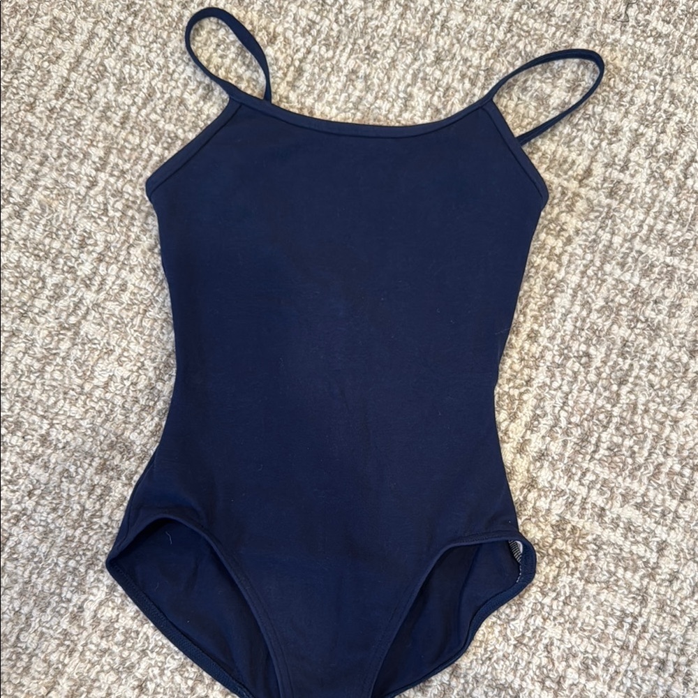 Navy Blue Spaghetti Strap Bodysuit ballet leotard size M
